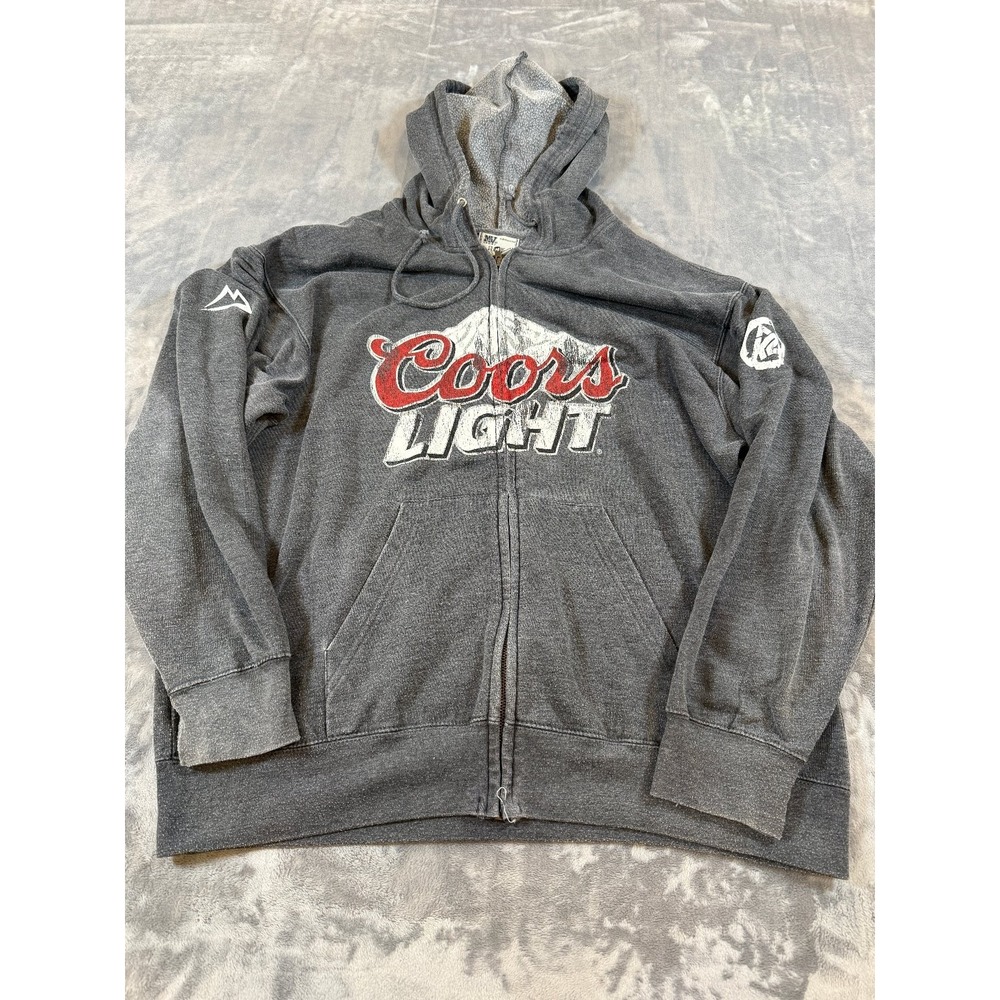 MV Sport Coors Light Full Zip Hoodie Men's XL Gray Classic Fleece Hooded